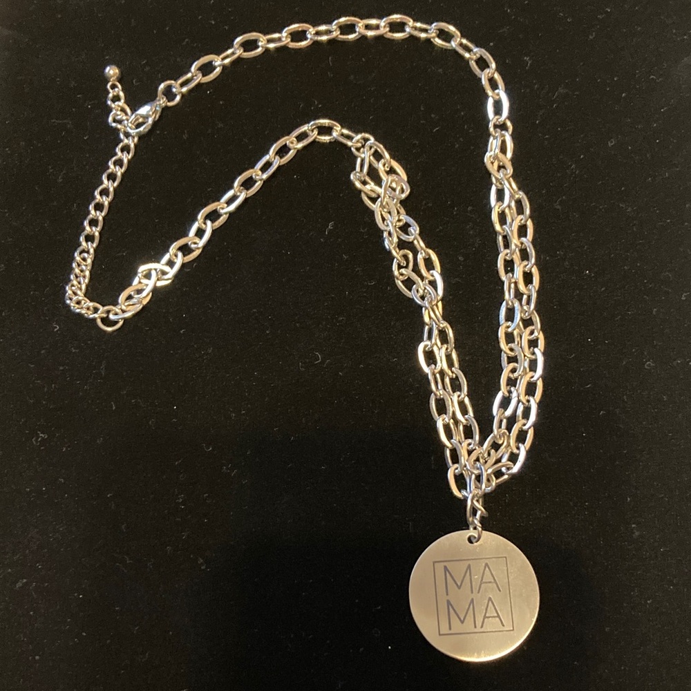 Stainless Silver 'MAMA' Pendant Necklace